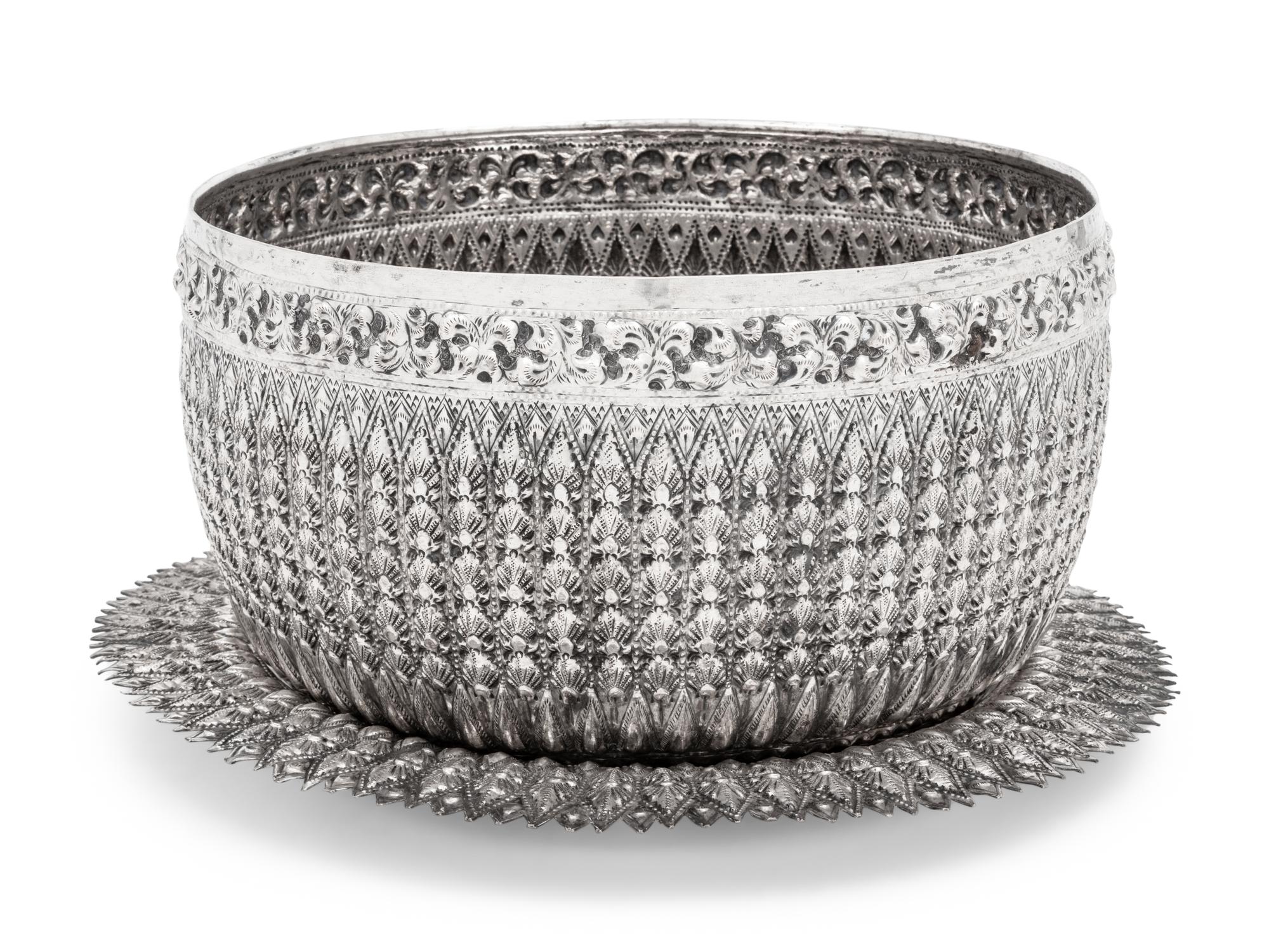 A Southeast Asian Silver Center Bowl and Underplate