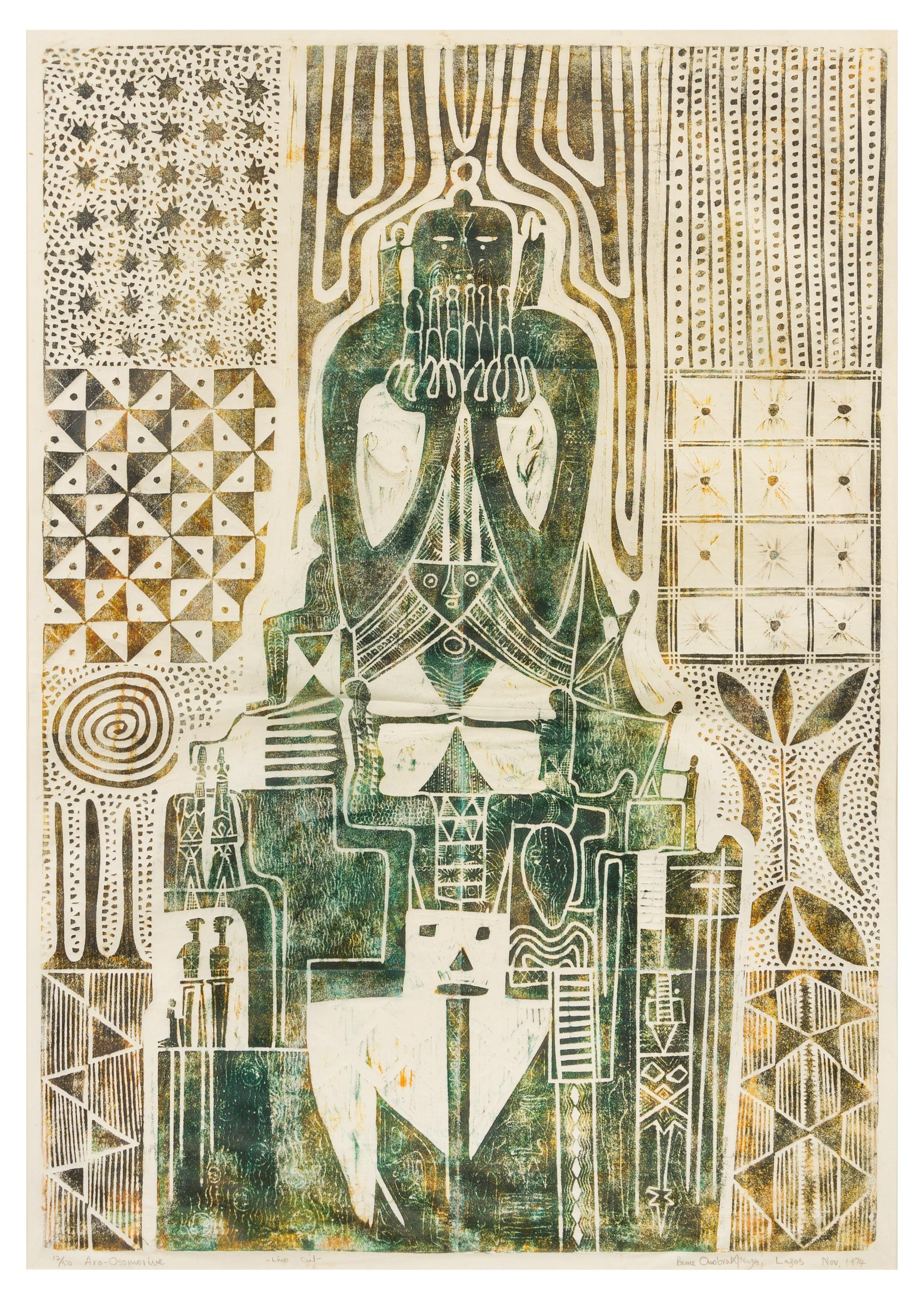Bruce Onobrakpeya, (Nigerian, b. 1932), Aro-Osomorive, 1974