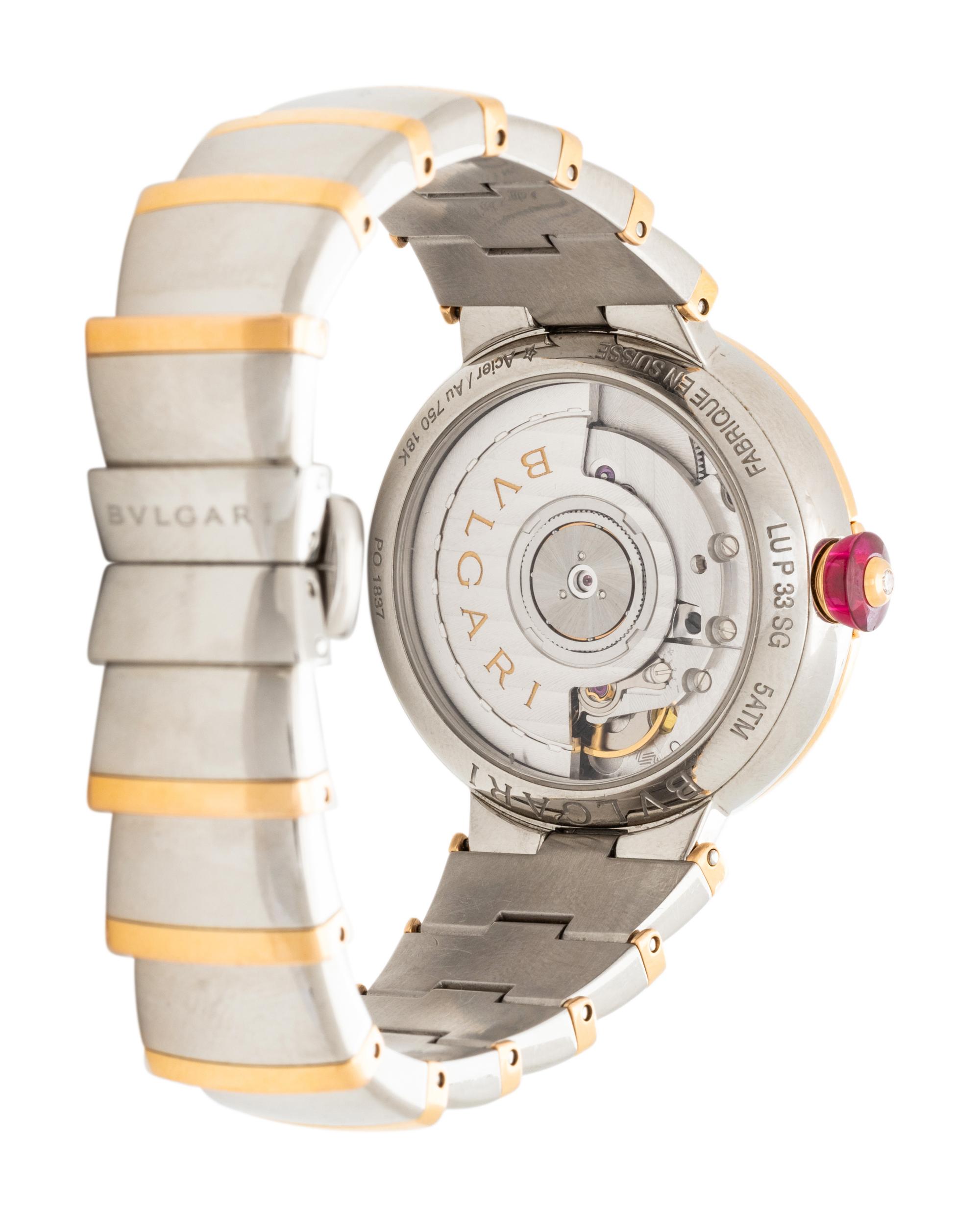 BULGARI, STAINLESS STEEL, ROSE GOLD, MOTHER OF PEARL, AND DIAMOND 'LUCEA' WATCH