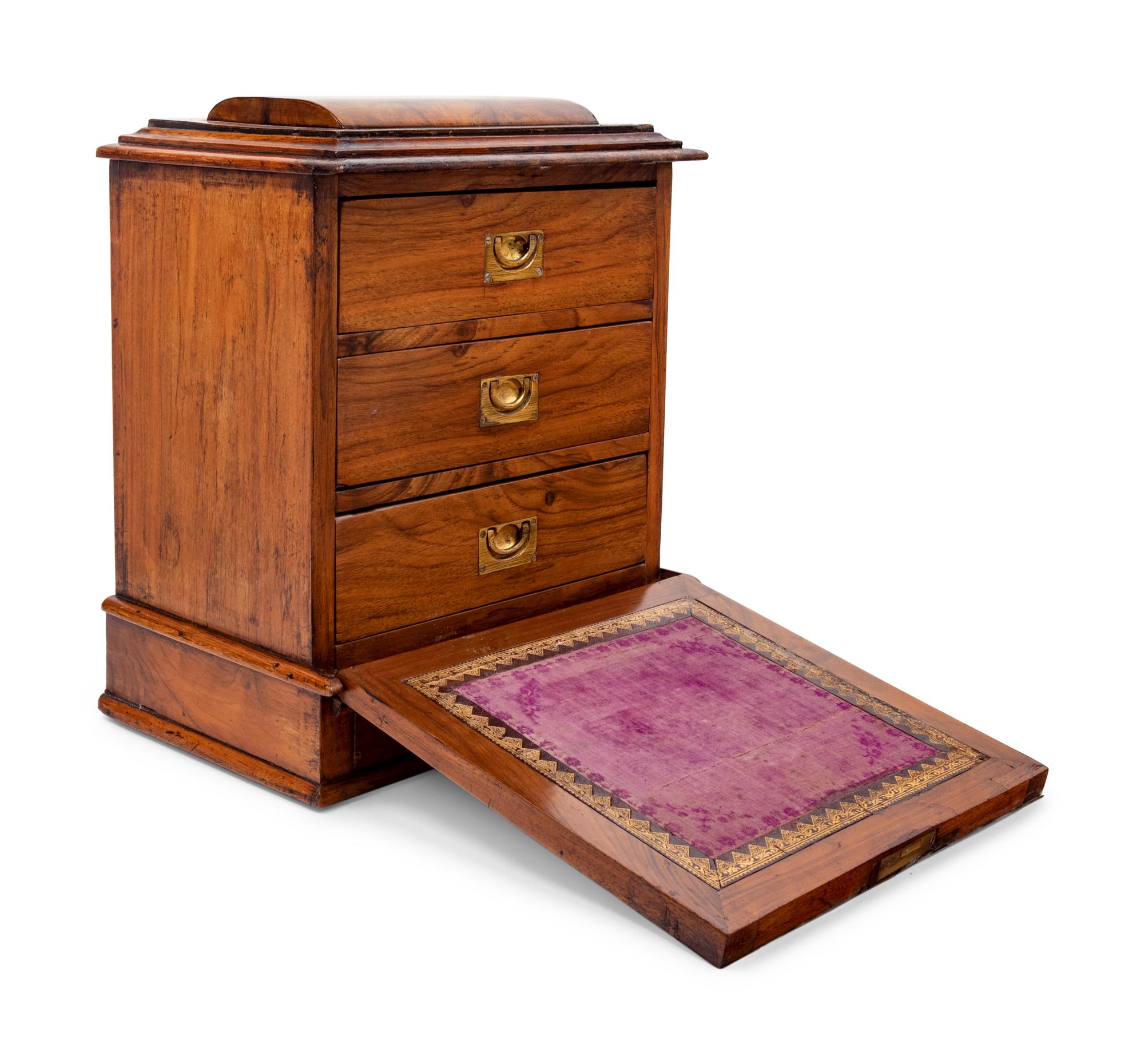 A Regency Rosewood and Parquetry Fall-Front Table Cabinet
