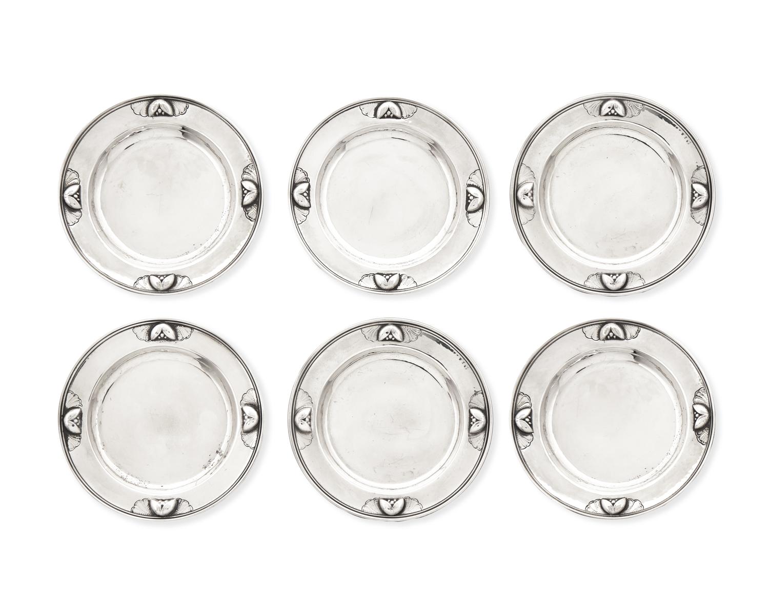 A Set of Six Georg Jensen Silver Coasters