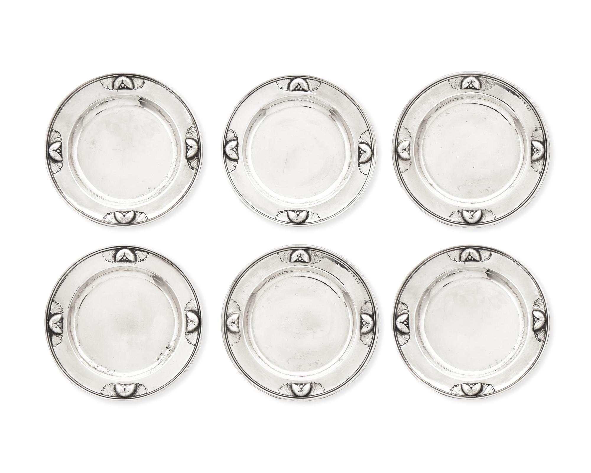 A Set of Six Georg Jensen Silver Coasters