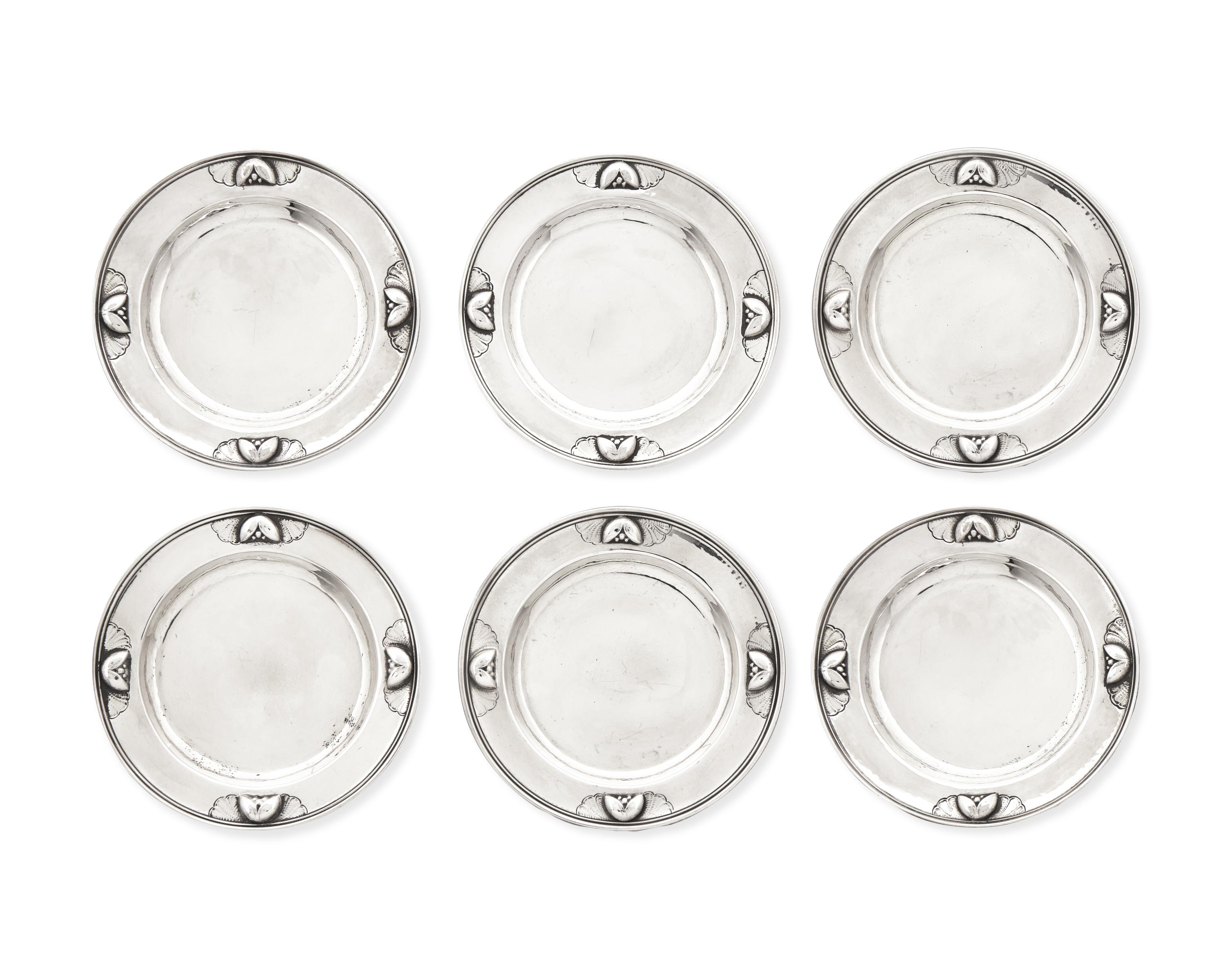 A Set of Six Georg Jensen Silver Coasters