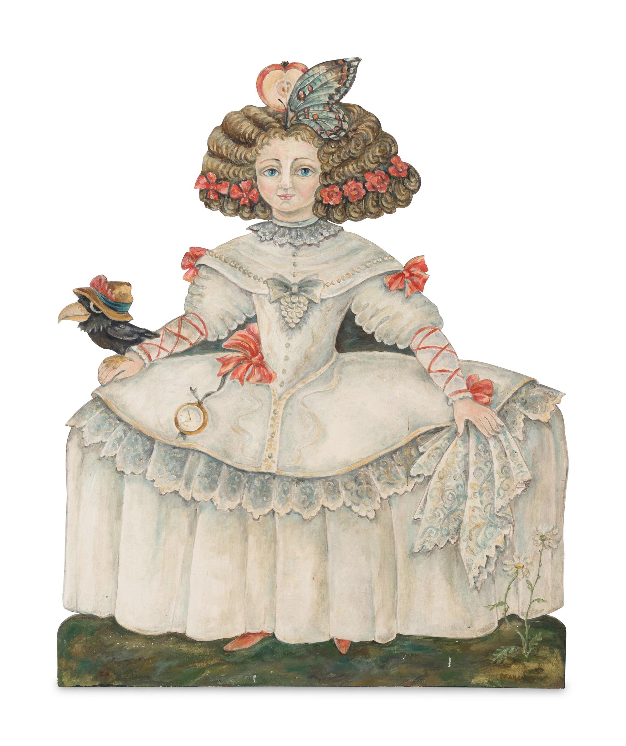 A Painted Wood Dummy Board
