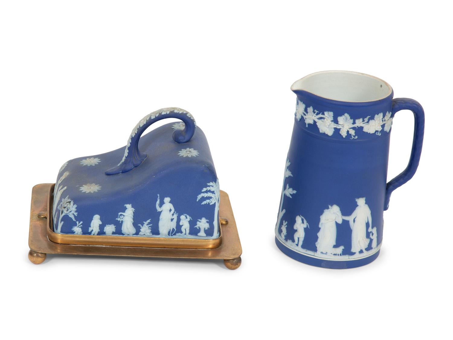 An Assemblage of Four Wedgwood Royal Blue Jasperware Wares