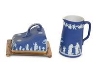 An Assemblage of Four Wedgwood Royal Blue Jasperware Wares