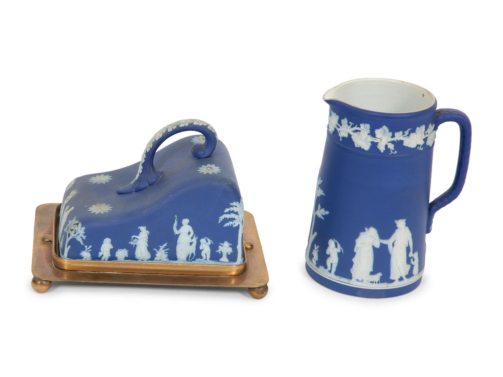 An Assemblage of Four Wedgwood Royal Blue Jasperware Wares