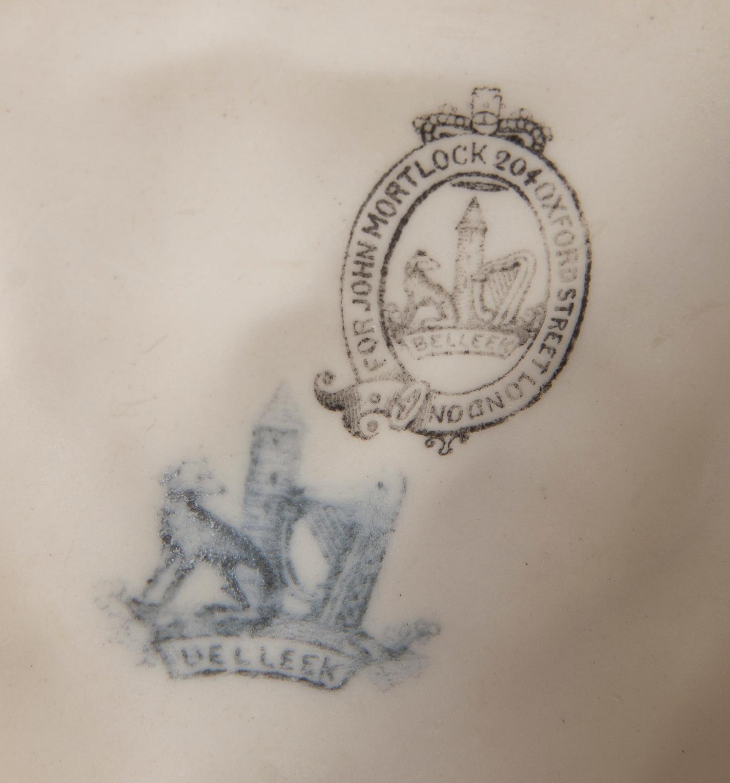 A Pair of Belleek Tri-Dolphin Compotes, Diameter 9 3/4 inches.