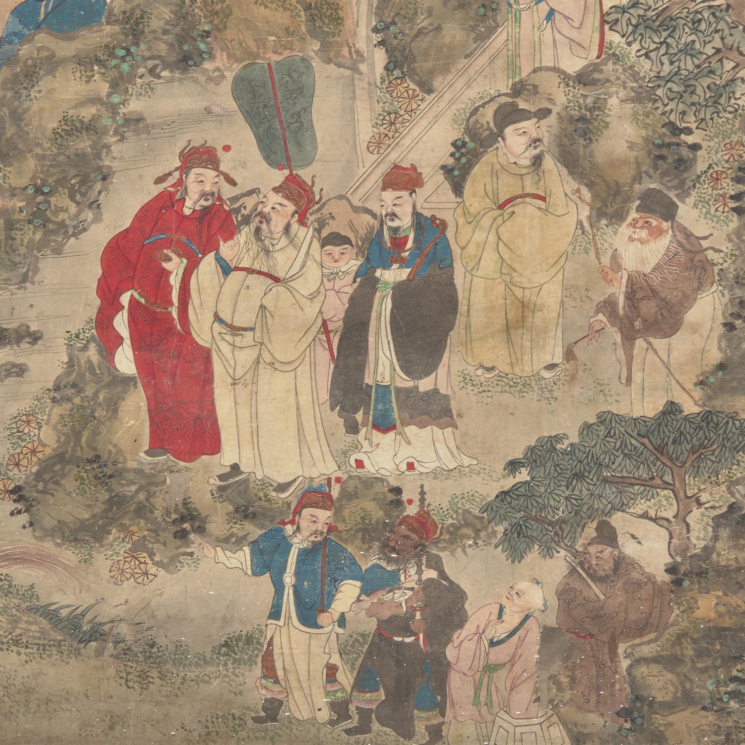 A Chinese 'Immortals' Painting, 19th Century 清 紙本設色神仙像
