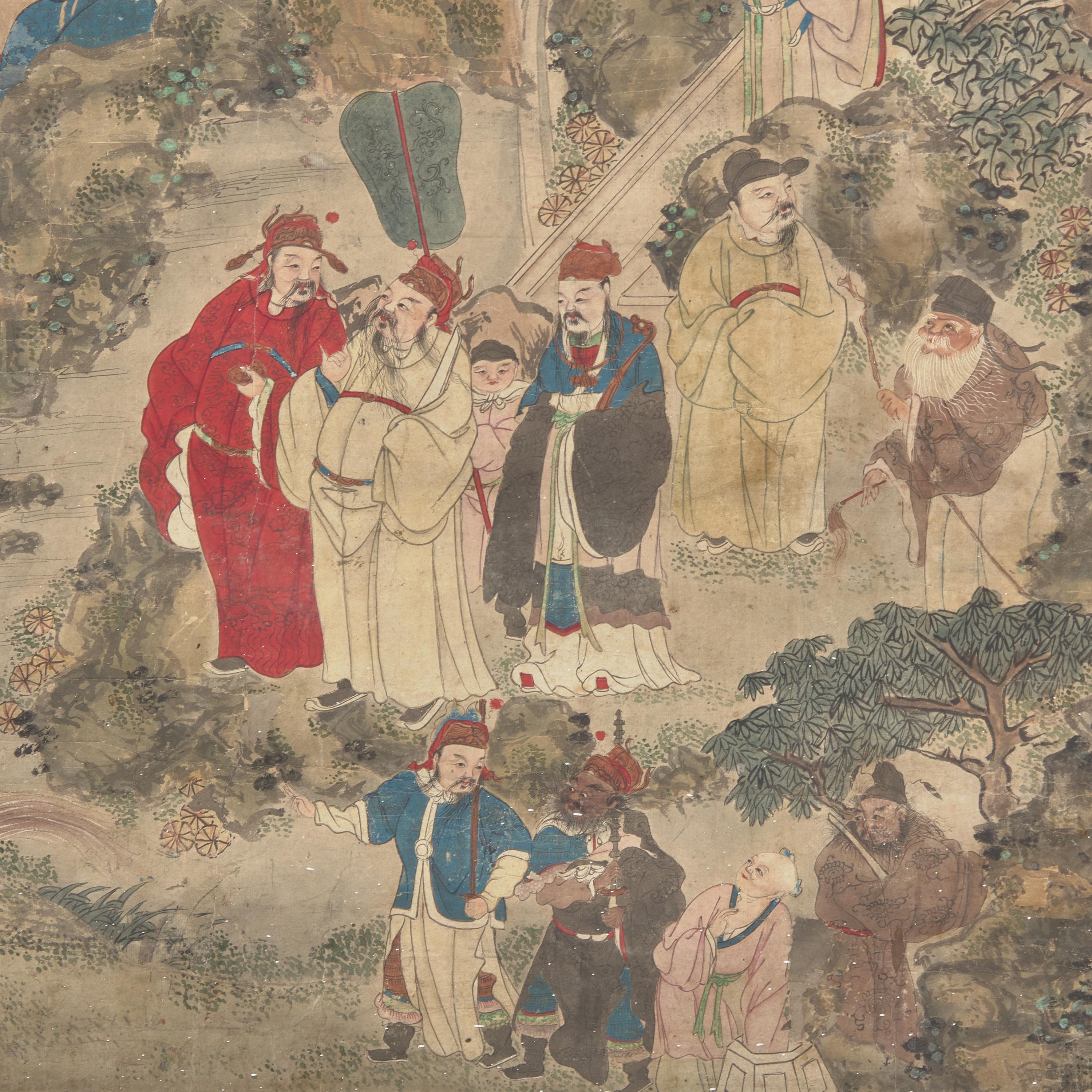 A Chinese 'Immortals' Painting, 19th Century 清 紙本設色神仙像