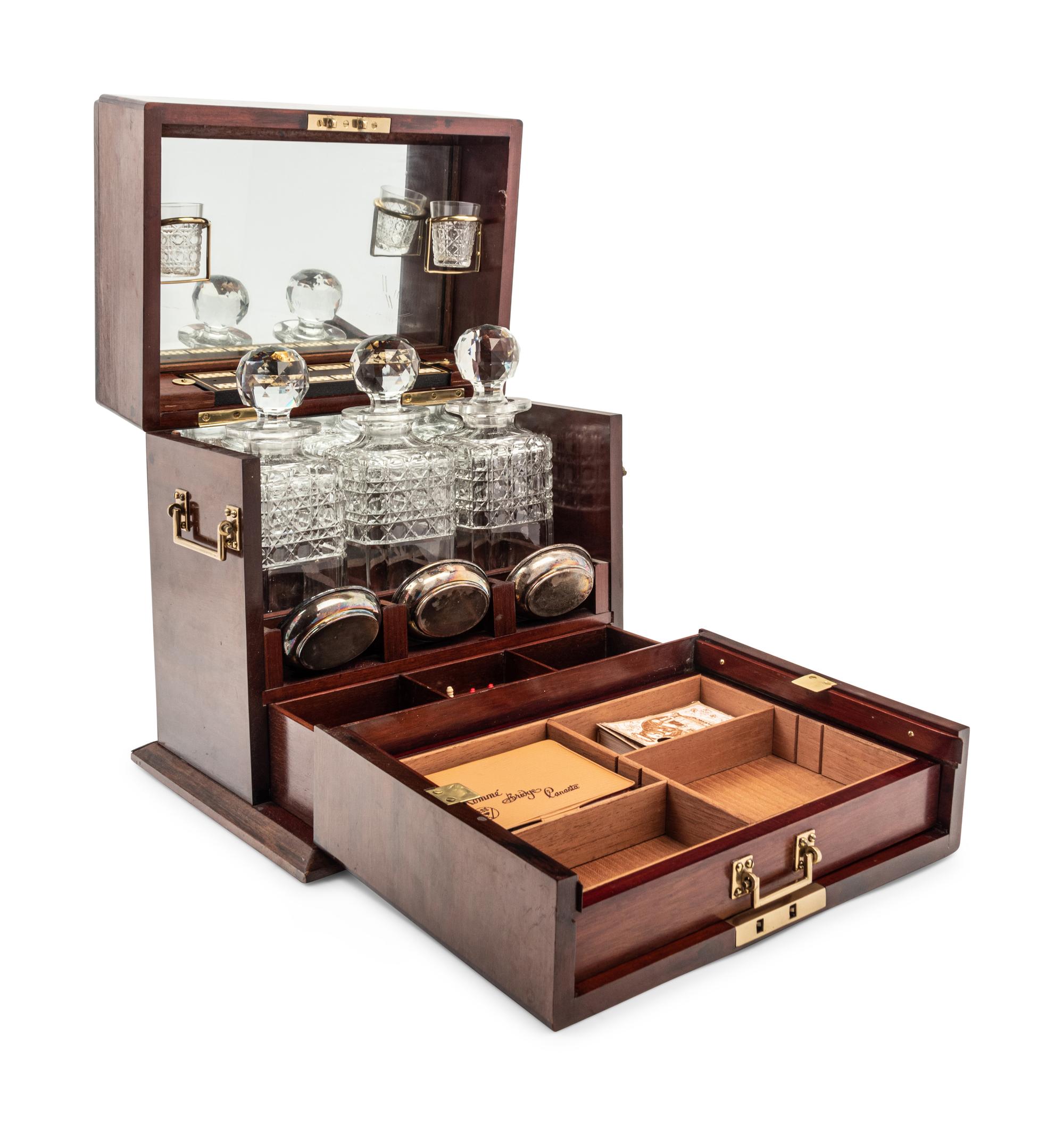 An Edwardian Inlaid Mahogany Tantalus