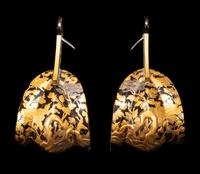 A Pair of Japanese Gold and Black Lacquered Stirrups
