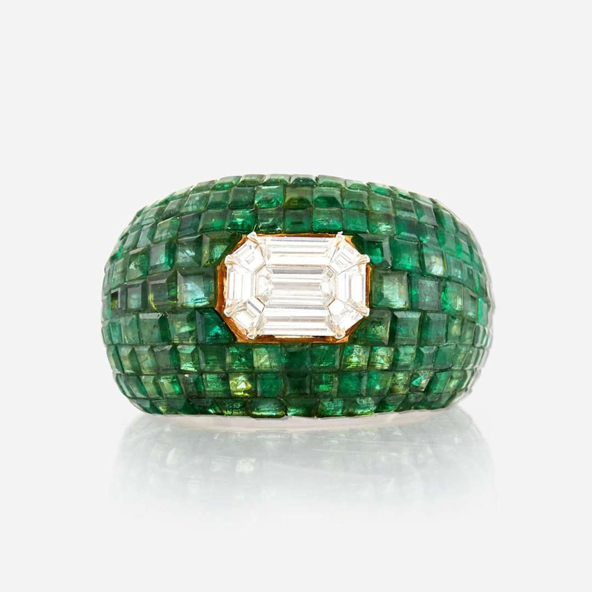 An Emerald, Diamond, and Gold Ring