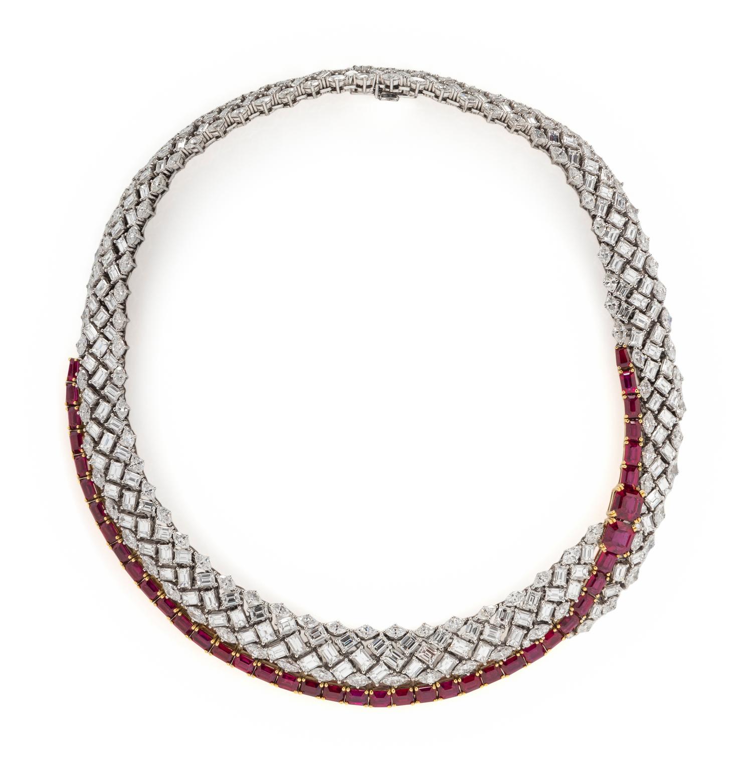 GARRARD & CO., DIAMOND AND RUBY NECKLACE