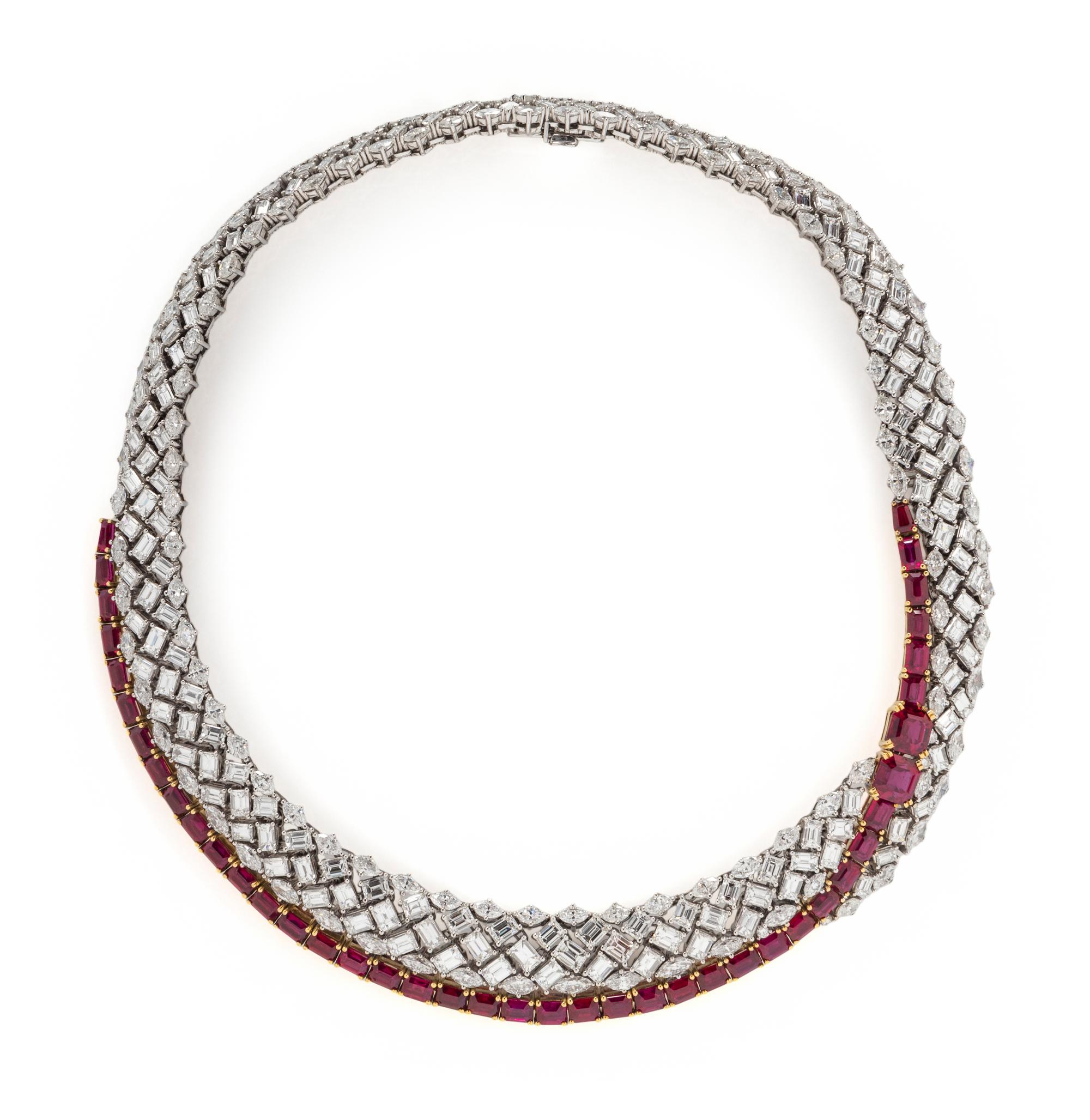 GARRARD & CO., DIAMOND AND RUBY NECKLACE