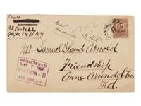 [LINCOLN ASSASSINATION]. ARNOLD, Samuel B. (1834-1906). Autograph note unsigned but in Arnold's hand on letter sent by A.E. Fostell. Friendship, Anne Arundel County, Maryland, ca July 1904.