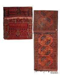A Persian Wool Rug and Moroccan Saddle Mat