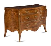 An Italian Gilt Bronze Mounted Serpentine Walnut Commode