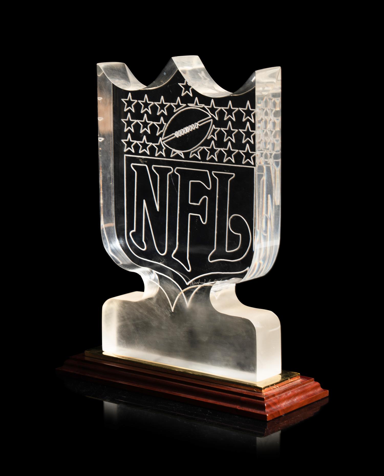 Mike Ditka's Personally Owned Frosted Glass NFL Award Formerly Displayed in Ditka's Chicago Home