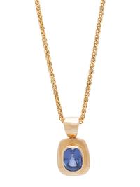 YELLOW GOLD AND SAPPHIRE PENDANT/NECKLACE
