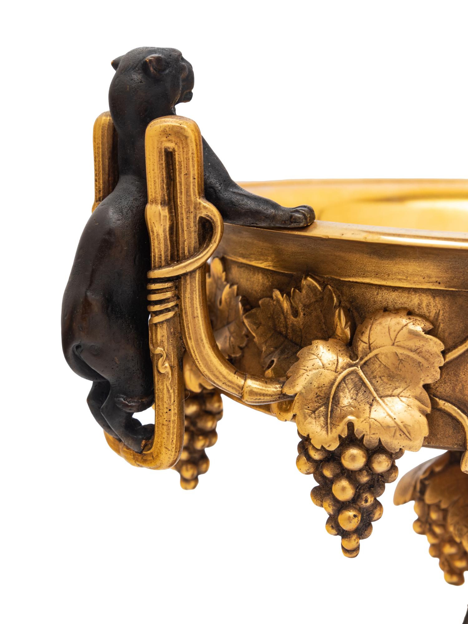 A Pair of Continental Gilt and Patinated Bronze Tazze