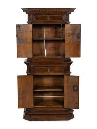 A Small Italian Baroque Walnut Deux Corps Cabinet