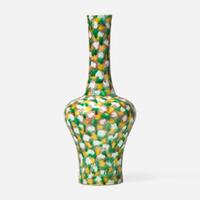 A Chinese sancai "egg and spinach" glazed mallet vase 三彩盤口瓶 Kangxi six-character mark ?????