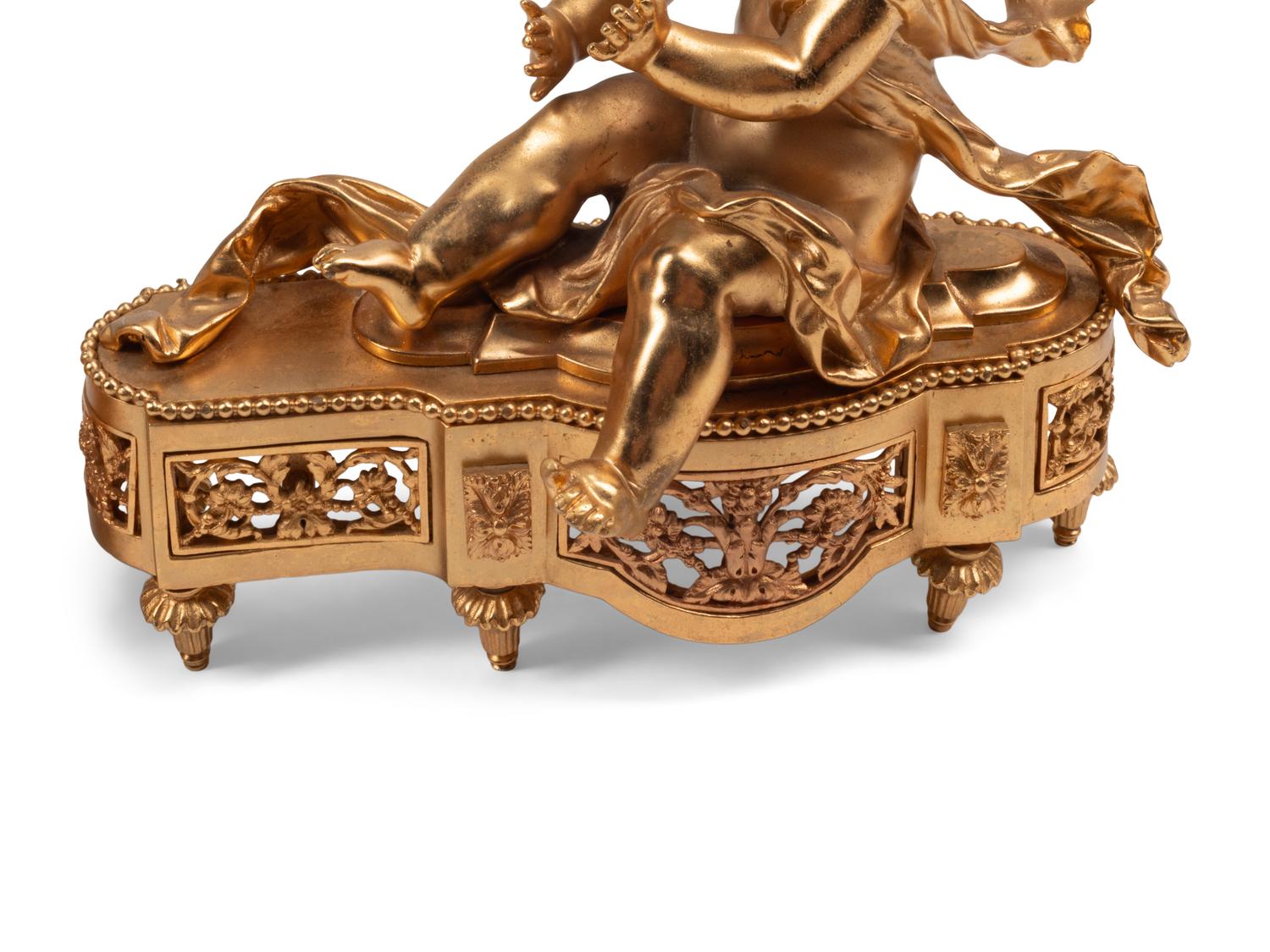 A Pair of French Gilt Bronze Figural Chenets