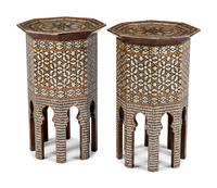 A Pair of Moorish Style Mother-of-Pearl Inlaid Octagonal Tables