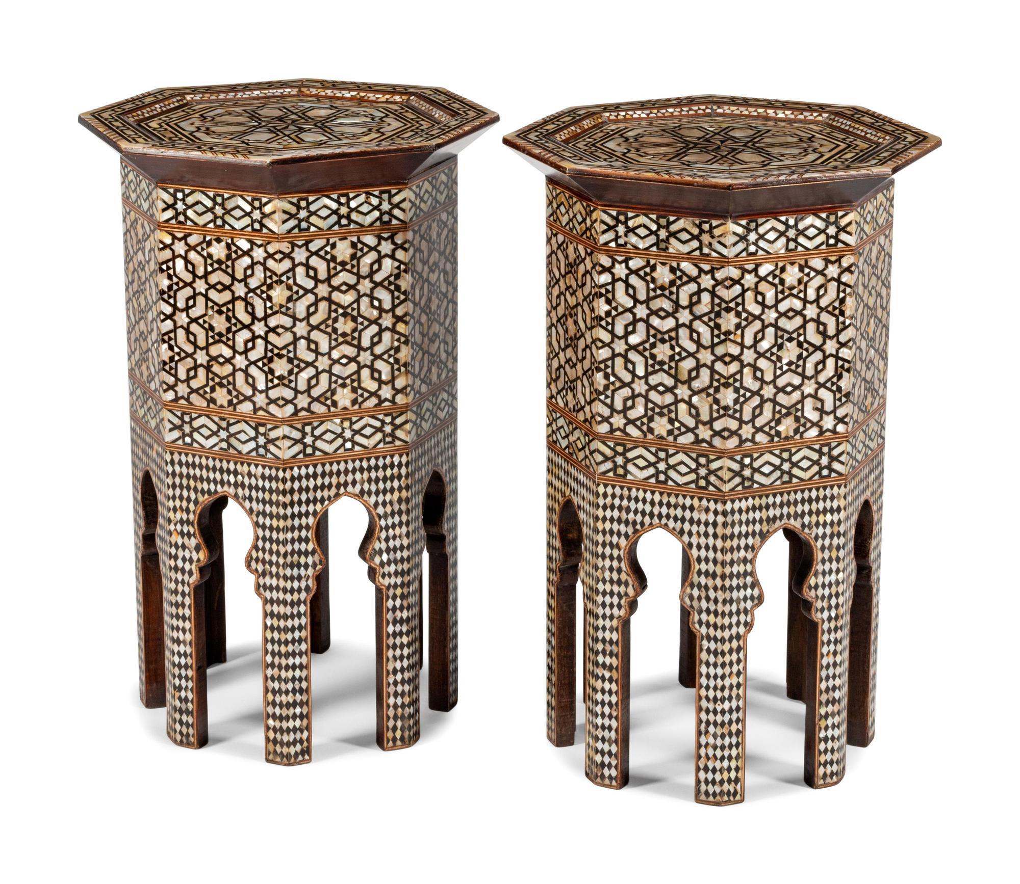A Pair of Moorish Style Mother-of-Pearl Inlaid Octagonal Tables