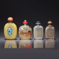 Four Chinese Interior-Decorated Glass Snuff Bottles 玻璃内化鼻烟壺四支