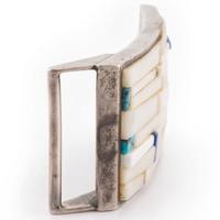 Silver and Mosaic Inlay Belt Buckle