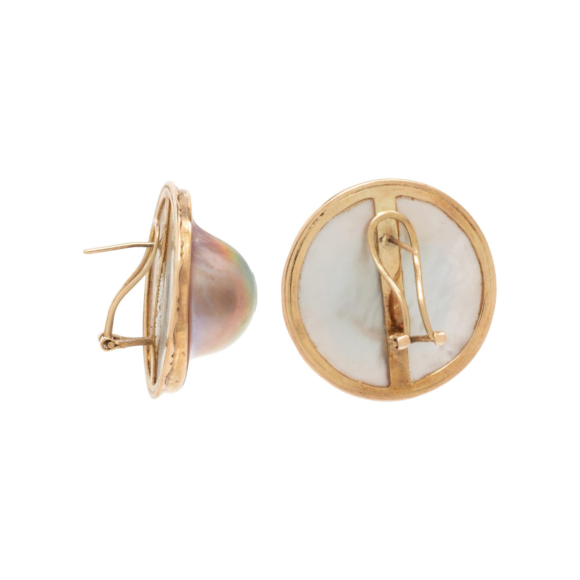 CULTURED BLISTER PEARL EARCLIPS