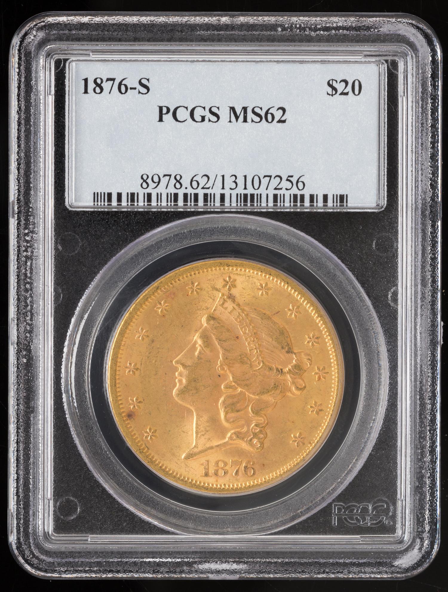 A United States 1876-S Liberty Head $20 Gold Coin