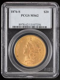A United States 1876-S Liberty Head $20 Gold Coin