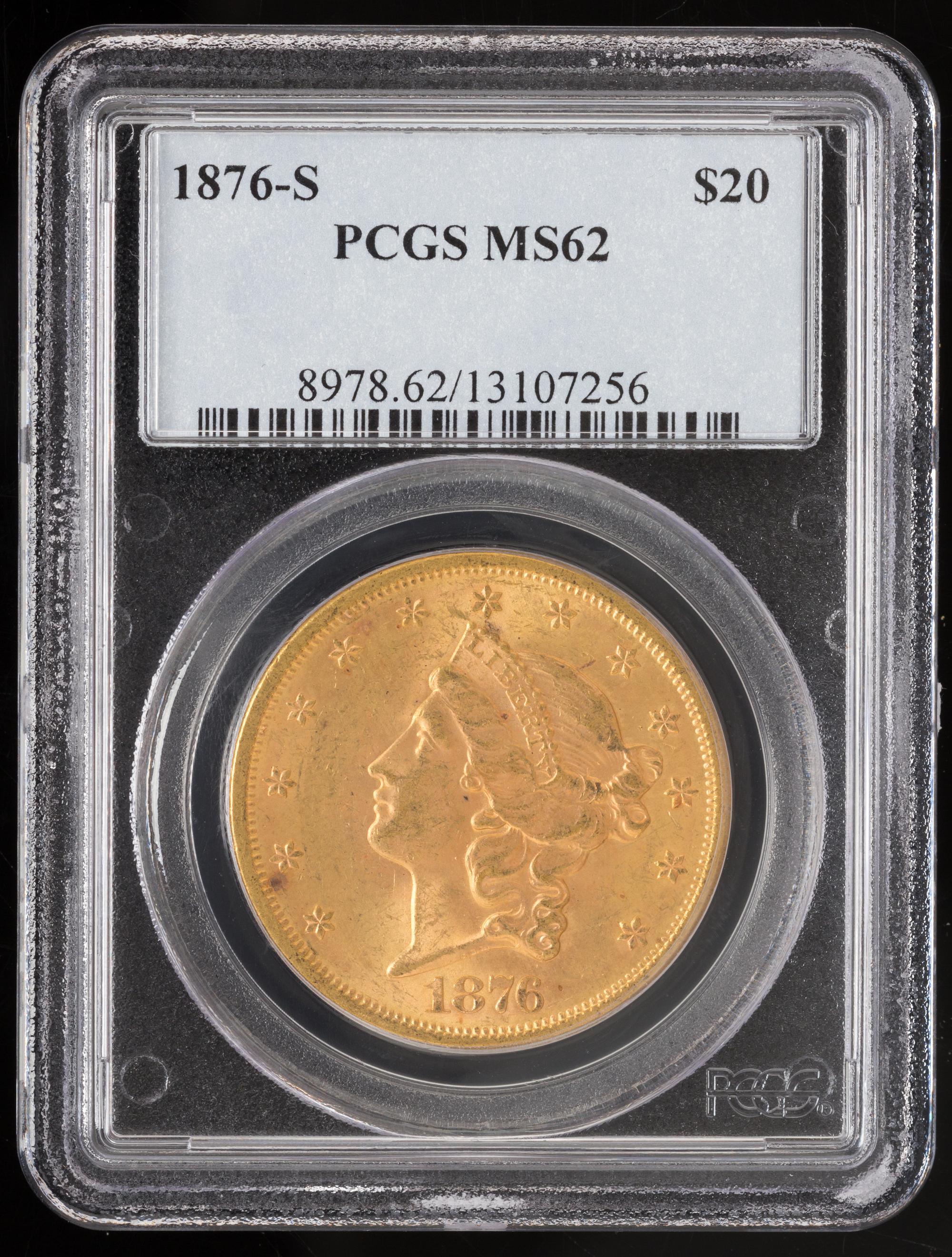 A United States 1876-S Liberty Head $20 Gold Coin
