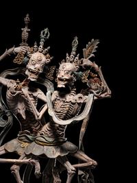A Rare Tibetan Polychrome Wood Figure of Chitipati
