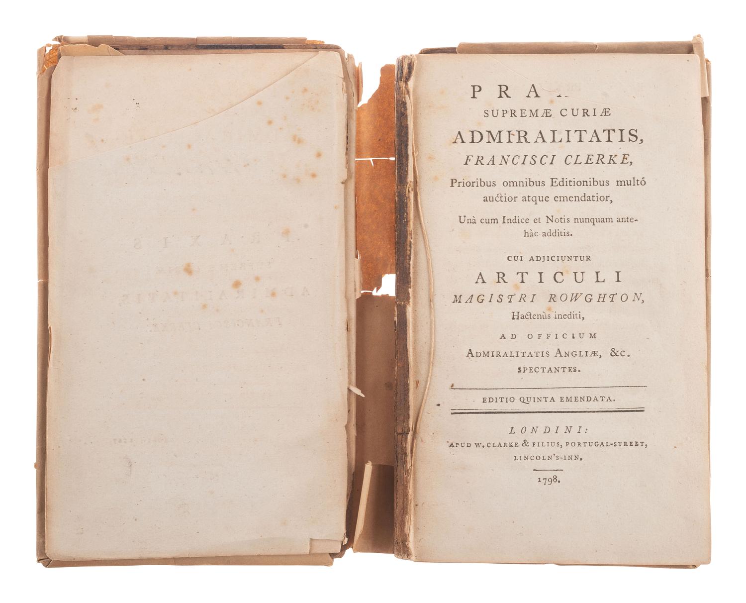 Praxis supremæ curiæ Admiralitatis. 1798. Signed and inscribed by Philip HAMILTON (1802-1884).