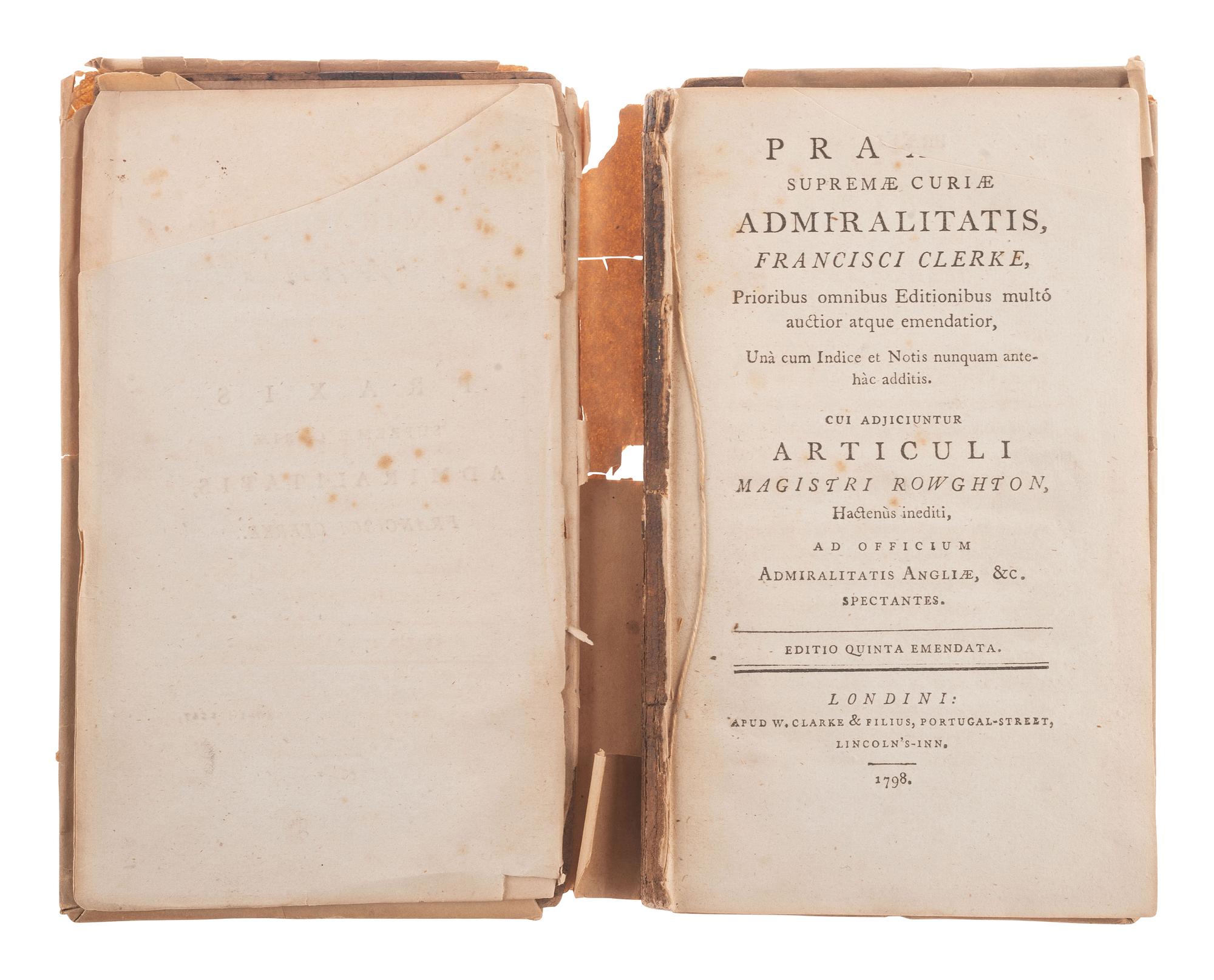 Praxis supremæ curiæ Admiralitatis. 1798. Signed and inscribed by Philip HAMILTON (1802-1884).