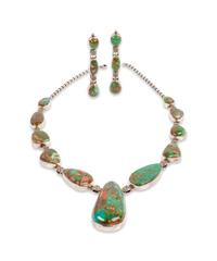 Sterling Silver and Royston Turquoise Necklace and Earrings Set