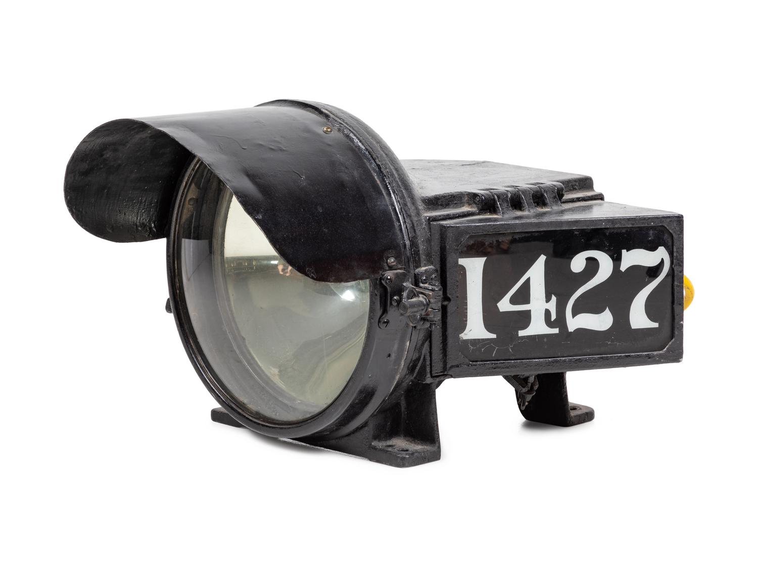 A Painted Metal Locomotive Headlamp