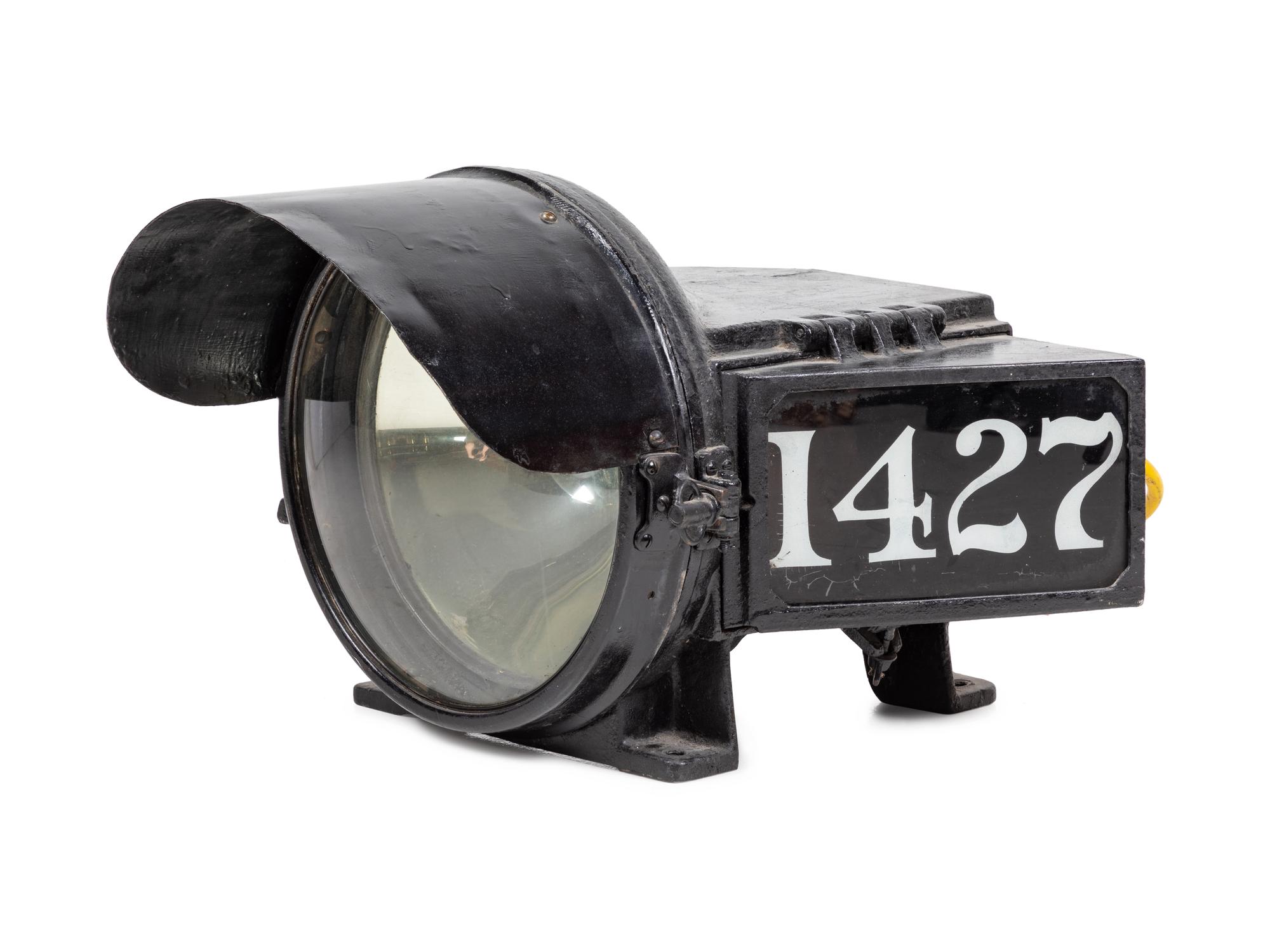 A Painted Metal Locomotive Headlamp