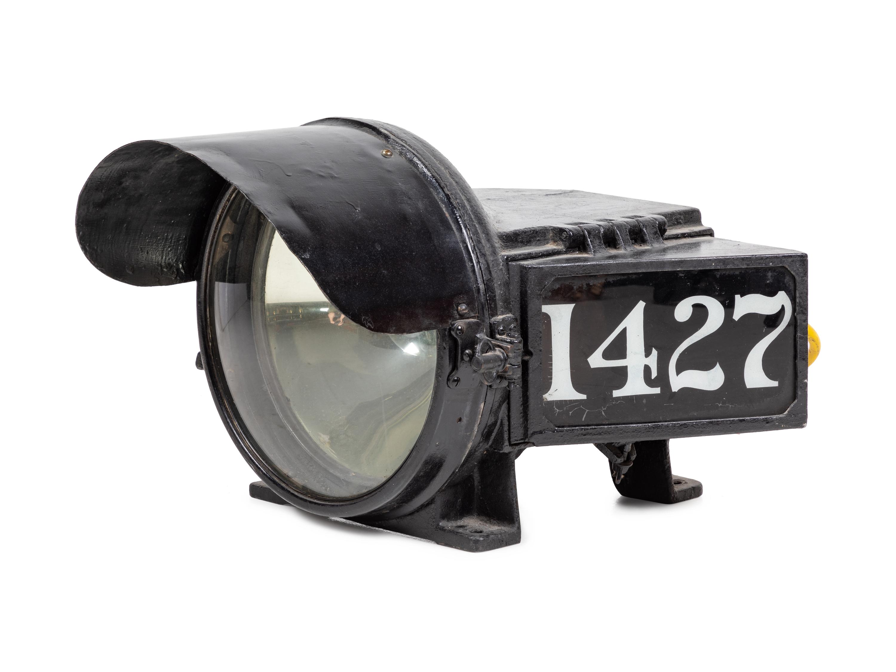 A Painted Metal Locomotive Headlamp