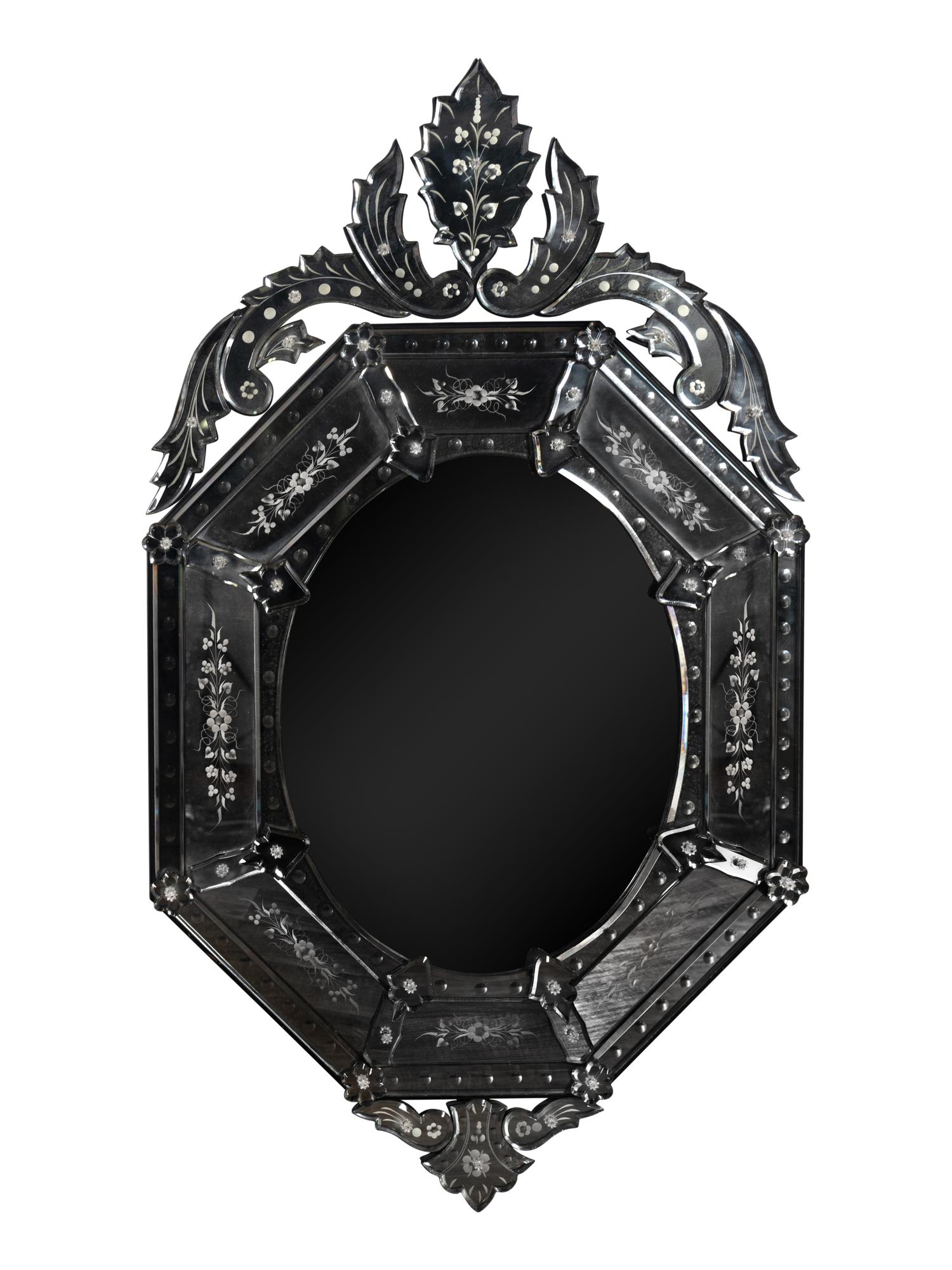 A Venetian Etched Glass Mirror
