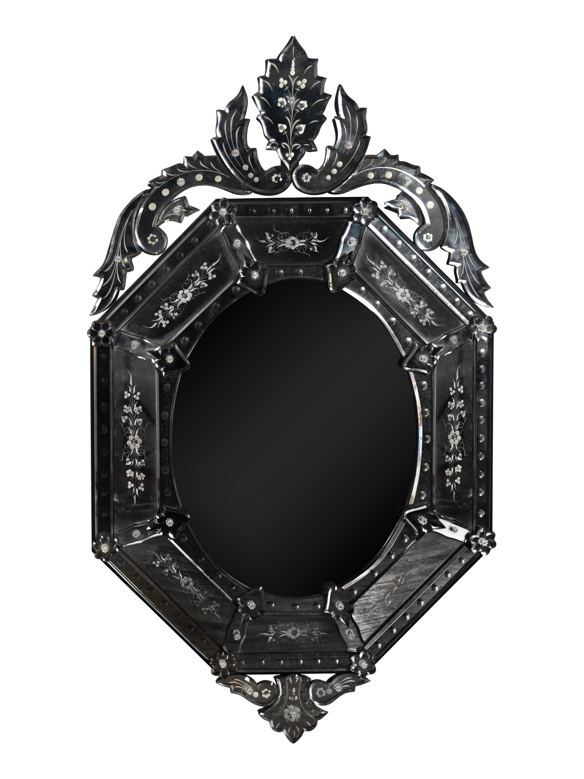 A Venetian Etched Glass Mirror