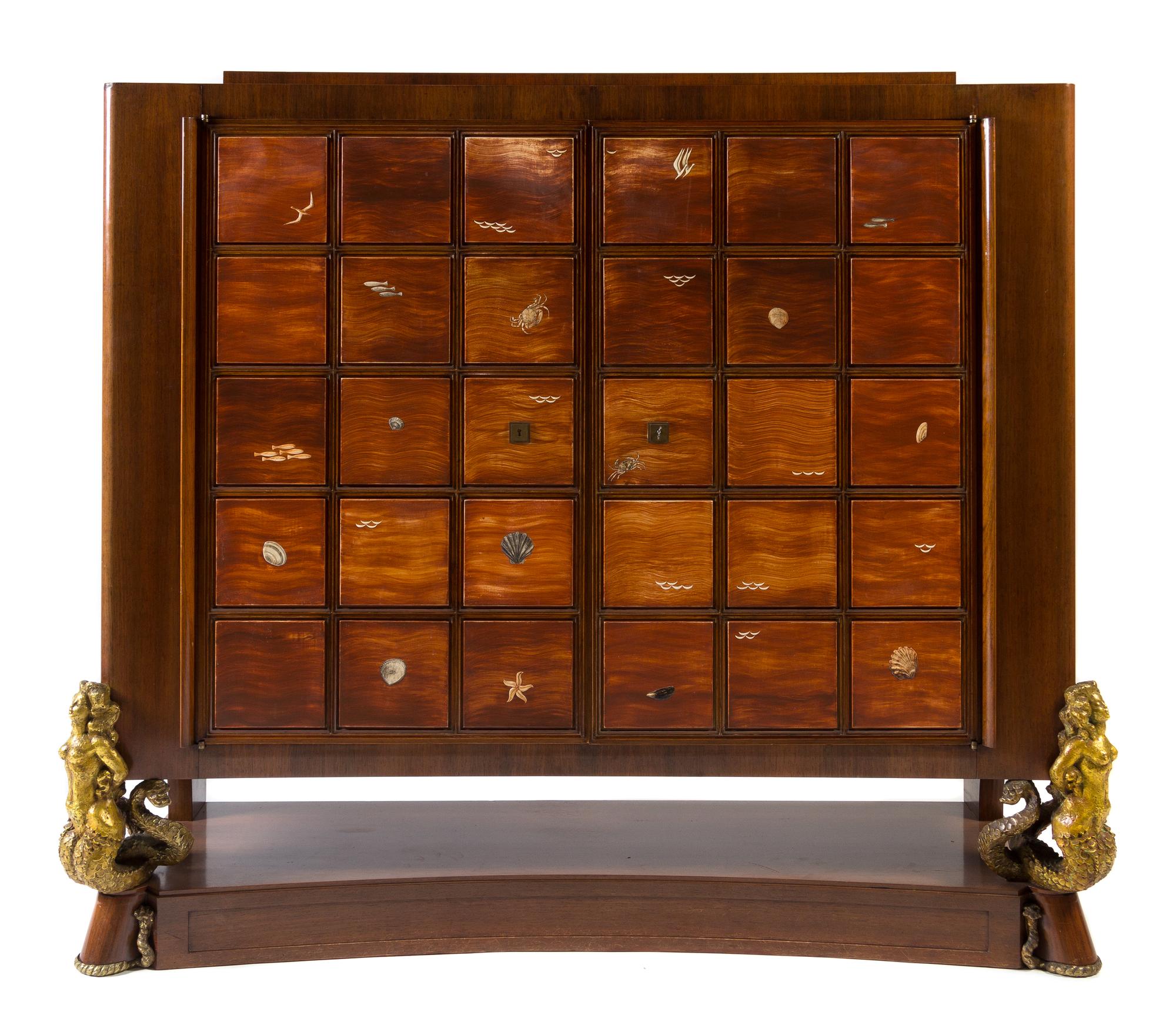Rene Drouet (French, 1899-1993), FRANCE, c. 1945, La Mer cabinet, in collaberation with artist Claude Malespina