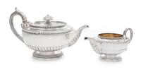 A George III Silver Teapot and Creamer, Paul Storr, London, 1810, each of squat baluster form with an egg-and-dart decorated rim, the s