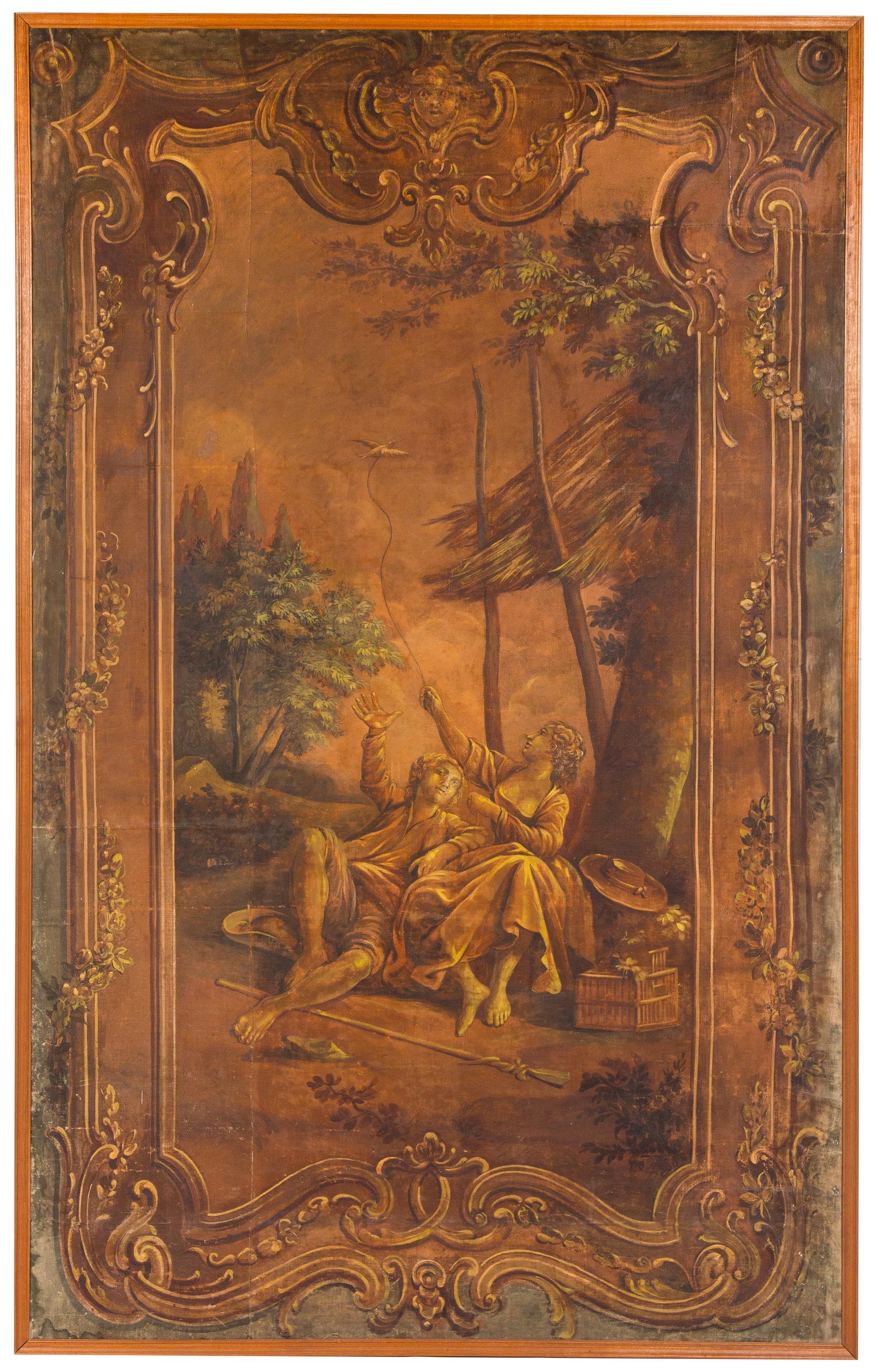 A Pair of Continental Painted Tapestry Cartoons