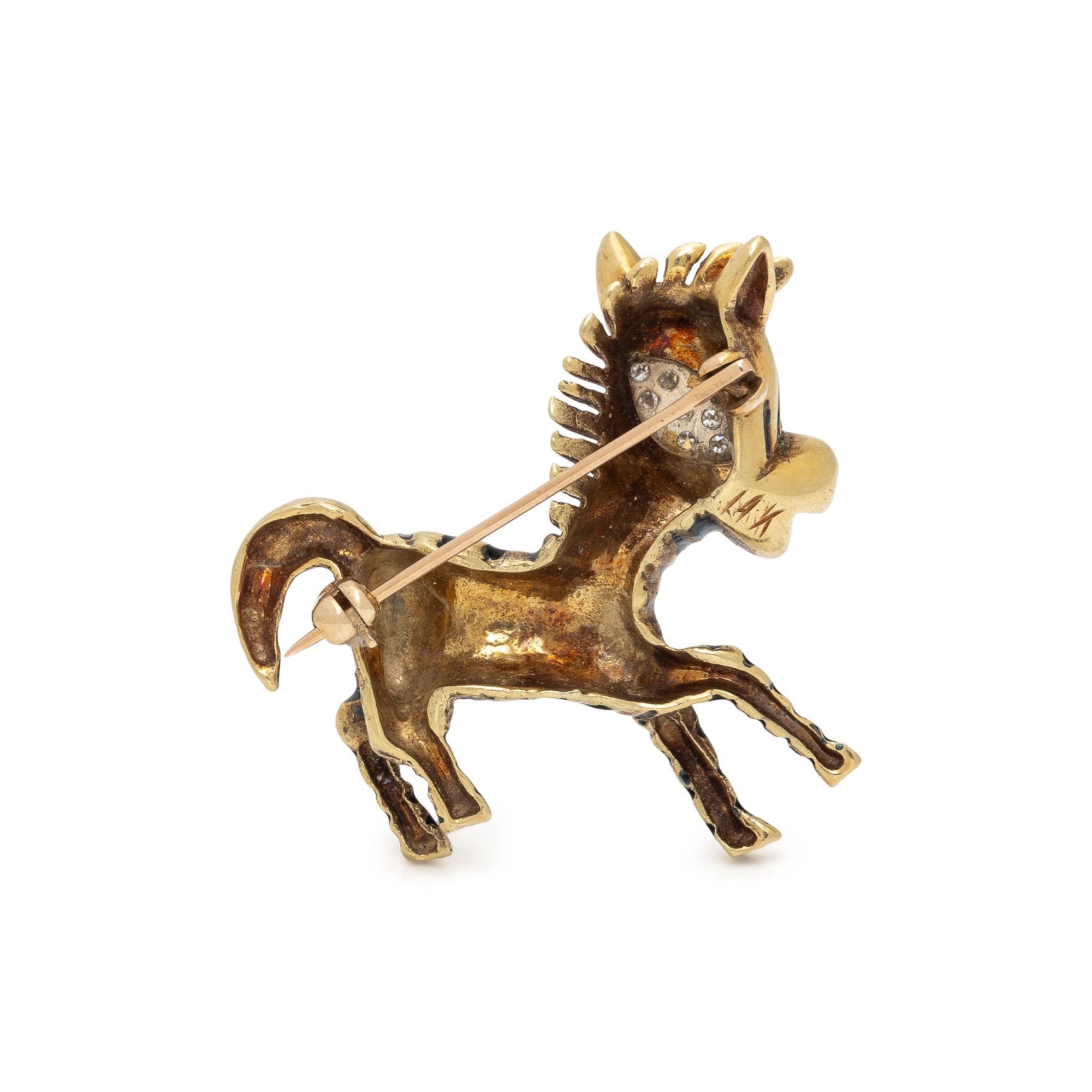ENAMEL AND DIAMOND ZEBRA BROOCH
