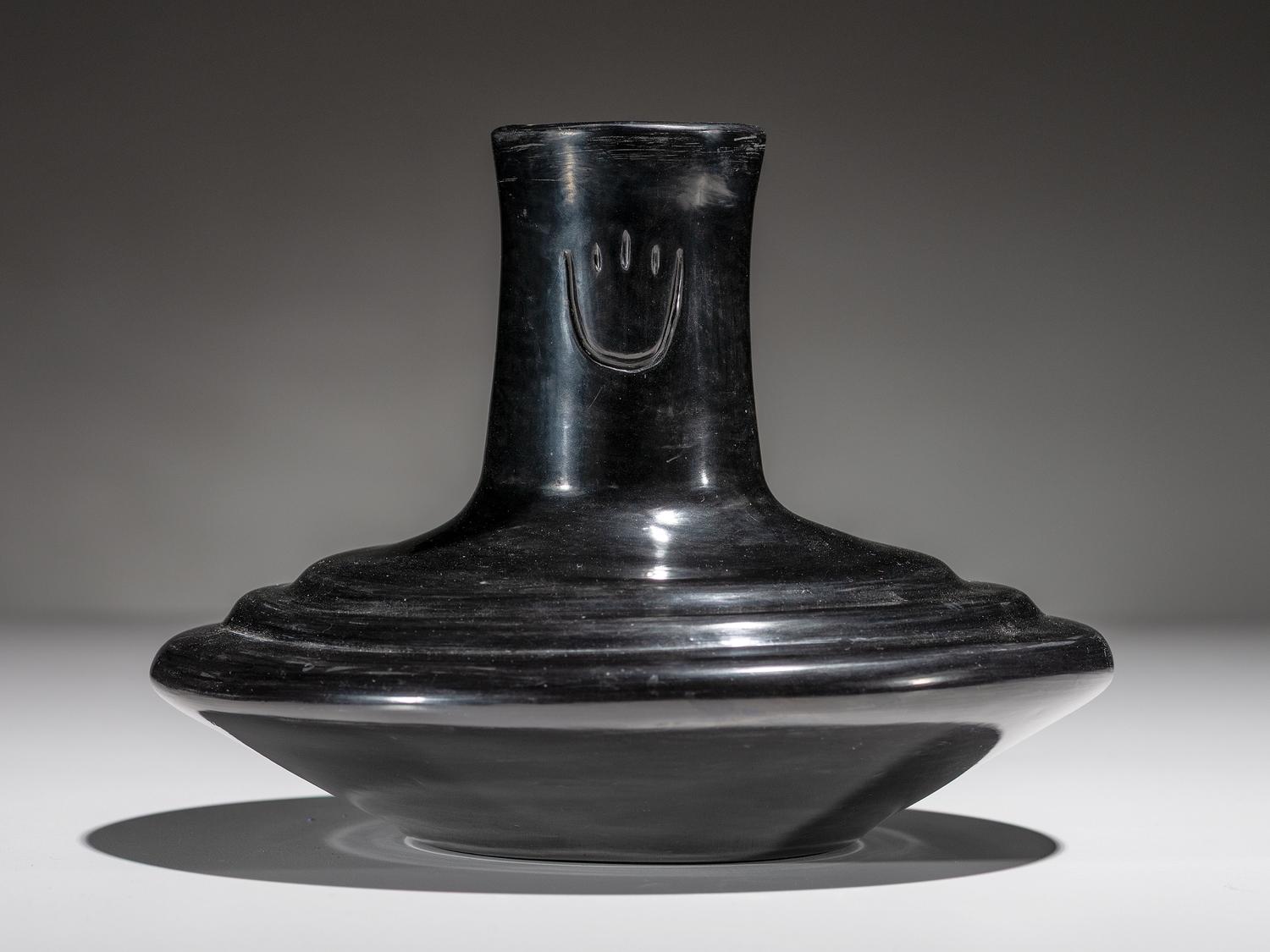 Blackware Pottery Vase, with Bear Paw Impression